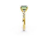 Yellow gold Fancy Green Asscher  Cut Diamond Vine Band with Four-Prong Setting_2