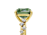 Yellow gold Fancy Green Asscher  Cut Diamond Vine Band with Four-Prong Setting_5