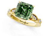Yellow gold Fancy Green Asscher  Cut Diamond with Milgrain Marquise and Bezel Accents on a Solitaire Band with Prong Setting_19