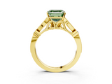 Yellow gold Fancy Green Asscher  Cut Diamond with Milgrain Marquise and Bezel Accents on a Solitaire Band with Prong Setting_21