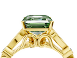 Yellow gold Fancy Green Asscher  Cut Diamond with Milgrain Marquise and Bezel Accents on a Solitaire Band with Prong Setting_22