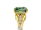 Yellow gold Fancy Green Asscher  Cut Diamond with Milgrain Marquise and Bezel Accents on a Solitaire Band with Prong Setting_23