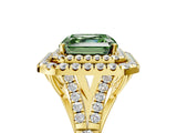 Yellow gold Fancy Green Asscher  Cut Double Halo Split Shank Diamond Ring with Prong Setting_52