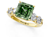 Yellow gold Fancy Green Asscher  Cut Five-Stone Prong Set Diamond Ring with Classic Band_30