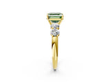 Yellow gold Fancy Green Asscher  Cut Five-Stone Prong Set Diamond Ring with Classic Band_31