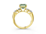 Yellow gold Fancy Green Asscher  Cut Five-Stone Prong Set Diamond Ring with Classic Band_32