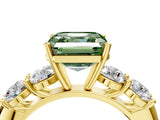 Yellow gold Fancy Green Asscher  Cut Five-Stone Prong Set Diamond Ring with Classic Band_33