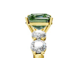 Yellow gold Fancy Green Asscher  Cut Five-Stone Prong Set Diamond Ring with Classic Band_34
