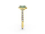Yellow gold Fancy Green Asscher  Cut Halo Diamond Engagement Ring with Pave Band and Four-Prong Setting_19