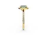Yellow gold Fancy Green Asscher  Cut Halo Diamond Engagement Ring with Pave Band and Four-Prong Setting_2