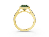 Yellow gold Fancy Green Asscher  Cut Halo Diamond Engagement Ring with Pave Band and Four-Prong Setting_20