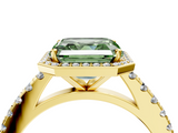 Yellow gold Fancy Green Asscher  Cut Halo Diamond Engagement Ring with Pave Band and Four-Prong Setting_21