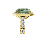 Yellow gold Fancy Green Asscher  Cut Halo Diamond Engagement Ring with Pave Band and Four-Prong Setting_22