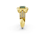 Yellow gold Fancy Green Asscher Cut Halo Diamond Engagement Ring with Pave Split Shank and Four-Prong Setting_14