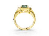 Yellow gold Fancy Green Asscher Cut Halo Diamond Engagement Ring with Pave Split Shank and Four-Prong Setting_15