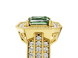 Yellow gold Fancy Green Asscher Cut Halo Diamond Engagement Ring with Pave Split Shank and Four-Prong Setting_17