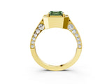Yellow gold Fancy Green Asscher Cut Halo Diamond Engagement Ring with Split Shank Band and Four-Prong Setting_3