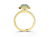 Yellow gold Fancy Green Asscher Cut Halo Diamond Pave Band with Prong Setting_3
