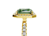 Yellow gold Fancy Green Asscher Cut Halo Diamond Pave Band with Prong Setting_5