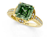 Yellow gold Fancy Green Asscher  Cut Halo Diamond Ring with Channel Set Band and Four-Prong Setting_48