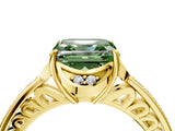 Yellow gold Fancy Green Asscher  Cut Halo Diamond Ring with Channel Set Band and Four-Prong Setting_51