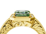 Yellow gold Fancy Green Asscher  Cut Halo Diamond Ring with Pavé Band and Four-Prong Setting_33