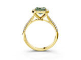 Yellow gold Fancy Green Asscher Cut Halo Diamond Ring with Pavé Band_3