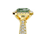 Yellow gold Fancy Green Asscher Cut Halo Diamond Ring with Pavé Band_5