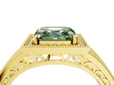 Yellow gold Fancy Green Asscher Cut Halo Diamond Split Shank Ring with Prong Setting_4