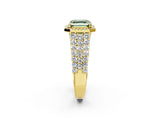 Yellow gold Fancy Green Asscher Cut Halo Pavé Diamond Engagement Ring with Split Shank and Four-Prong Setting_5