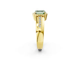 Yellow gold Fancy Green Asscher  Cut Halo Pave Band Four-Prong Ring_31