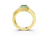 Yellow gold Fancy Green Asscher  Cut Halo Pave Band Four-Prong Ring_32