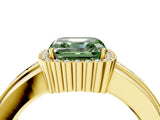 Yellow gold Fancy Green Asscher  Cut Halo Pave Band Four-Prong Ring_33