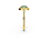 Yellow gold Fancy Green Asscher  Cut Halo Pave Split Shank Prong Setting Ring_51