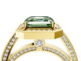 Yellow gold Fancy Green Asscher  Cut Halo Pave Split Shank Prong Setting Ring_53
