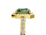 Yellow gold Fancy Green Asscher  Cut Halo Pave Split Shank Prong Setting Ring_54