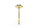 Yellow gold Fancy Green Asscher Cut Halo Round Diamond Pavé Band with Four-Prong Setting_5