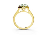 Yellow gold Fancy Green Asscher Cut Halo Round Diamond Solitaire Engagement Ring with Pave Band and Four-Prong Setting_15