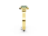 Yellow gold Fancy Green Asscher Cut Halo Round Diamond Twist Band with Four-Prong Setting_2