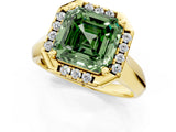 Yellow gold Fancy Green Asscher  Cut Halo Solitaire Engagement Ring with Square Band and Four-Prong Setting_79