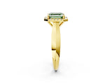 Yellow gold Fancy Green Asscher  Cut Halo Solitaire Engagement Ring with Square Band and Four-Prong Setting_80