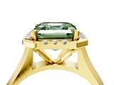Yellow gold Fancy Green Asscher  Cut Halo Solitaire Engagement Ring with Square Band and Four-Prong Setting_82