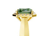 Yellow gold Fancy Green Asscher  Cut Halo Solitaire Engagement Ring with Square Band and Four-Prong Setting_83