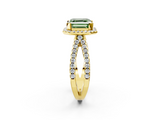 Yellow gold Fancy Green Asscher  Cut Halo Split Shank Pave Set Ring_19