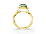 Yellow gold Fancy Green Asscher  Cut Halo Split Shank Pave Set Ring_20