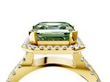 Yellow gold Fancy Green Asscher  Cut Halo Split Shank Pave Set Ring_21