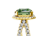Yellow gold Fancy Green Asscher  Cut Halo Split Shank Pave Set Ring_22