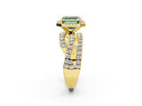 Yellow gold Fancy Green Asscher  Cut Halo Split Shank Prong Setting Ring_18