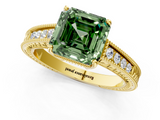 Yellow gold Fancy Green Asscher  Cut Milgrain Channel Set Engagement Ring with Solitaire Prong Setting_18