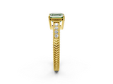 Yellow gold Fancy Green Asscher  Cut Milgrain Channel Set Engagement Ring with Solitaire Prong Setting_19